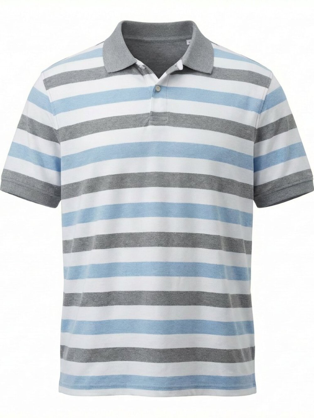 Unbranded‎  Shirt Men's 2XL Grey/Blue/White Striped Polo 1 button collar
